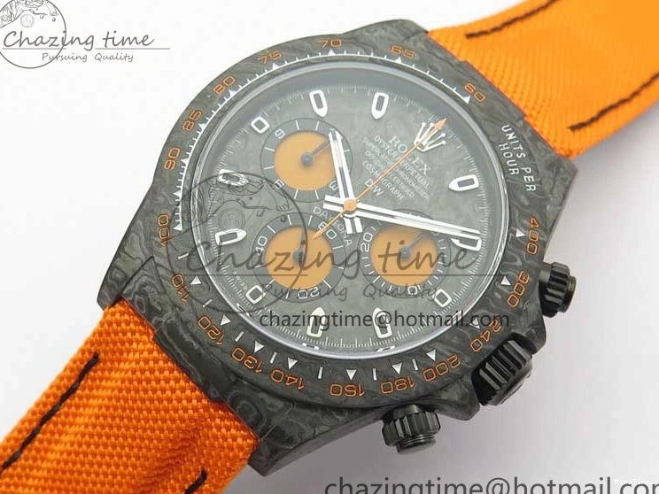 MiroTime 0122 Daytona DIW Carbon Noob 1:1 Best Edition Black Orange Dial on Orange Nylon Strap SA TopPick 2586